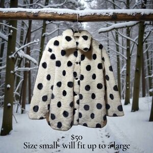 Stylish Cream and Black Polka Dot Teddy Jacket